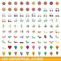 100 universele iconen set, cartoon stijl vector