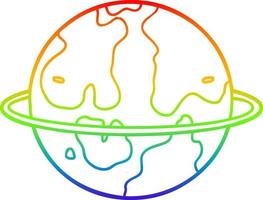 regenbooggradiënt lijntekening cartoon buitenaardse planeet vector