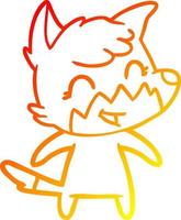 warme gradiënt lijntekening happy cartoon fox vector