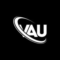 vau-logo. vv brief. vau brief logo ontwerp. initialen vau logo gekoppeld aan cirkel en monogram logo in hoofdletters. vau typografie voor technologie, zaken en onroerend goed merk. vector