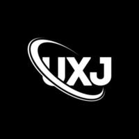 uxj-logo. uxj brief. uxj brief logo ontwerp. initialen uxj-logo gekoppeld aan cirkel en monogram-logo in hoofdletters. uxj typografie voor technologie, zaken en onroerend goed merk. vector