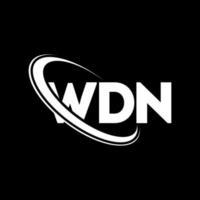 wdn-logo. wdn brief. wdn brief logo ontwerp. initialen wdn-logo gekoppeld aan cirkel en monogram-logo in hoofdletters. wdn typografie voor technologie, business en onroerend goed merk. vector