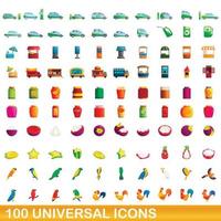 100 universele iconen set, cartoon stijl vector