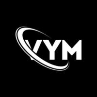 vym-logo. vam brief. vym brief logo ontwerp. initialen vym-logo gekoppeld aan cirkel en monogram-logo in hoofdletters. vym typografie voor technologie, business en onroerend goed merk. vector