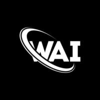 wai-logo. wai brief. wai brief logo ontwerp. initialen wai-logo gekoppeld aan cirkel en monogram-logo in hoofdletters. wai typografie voor technologie, zaken en onroerend goed merk. vector