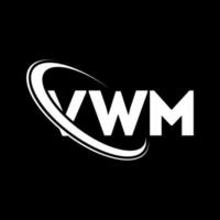 vwm-logo. vwm brief. vwm brief logo ontwerp. initialen vwm logo gekoppeld aan cirkel en monogram logo in hoofdletters. vwm typografie voor technologie, business en onroerend goed merk. vector