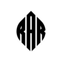 rar cirkel letter logo-ontwerp met cirkel en ellipsvorm. rar ellipsletters met typografische stijl. de drie initialen vormen een cirkellogo. rar cirkel embleem abstracte monogram brief mark vector. vector