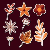 herfst bloemen sticker set vector