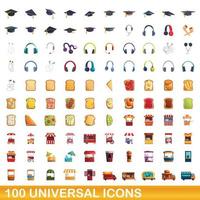 100 universele iconen set, cartoon stijl vector