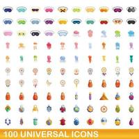 100 universele iconen set, cartoon stijl vector