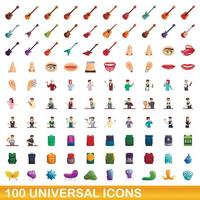 100 universele iconen set, cartoon stijl vector