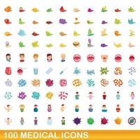 100 medische iconen set, cartoon stijl vector