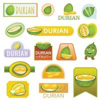 durian fruit logo set, cartoon stijl vector