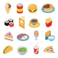 fastfood isometrische 3D-pictogrammen set vector