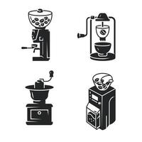 koffiemolen iconen set, eenvoudige stijl vector