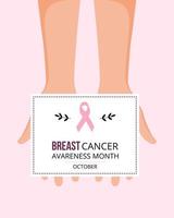 borstkanker bewustzijn concept flyer in handen. roze lintje. achtergrond voor web, posters, flyers, kaarten, enz. vector