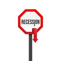 zakelijke waarschuwingsbord. symbool van gevaar, mislukking, faillissement, recessie en crisis. vector illustratie