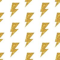 creatief naadloos patroon met gouden glitter bliksem. stijlvolle begroetingsachtergrond met machtsteken, gouden donderbout. vector illustratie