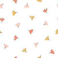 naadloos patroon met eenvoudige kleine bloemen in pastelkleur. herfst herhaalbare achtergrond. leuke kinderachtige print. vectorillustratie in Scandinavische decoratieve stijl. vector