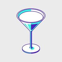 martini cocktailglas isometrische vector pictogram illustratie