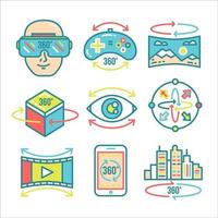 360 technologie icon set vector