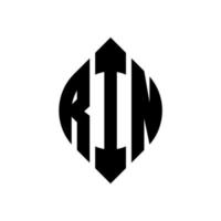 rin cirkel letter logo ontwerp met cirkel en ellipsvorm. rin ellipsletters met typografische stijl. de drie initialen vormen een cirkellogo. rin cirkel embleem abstracte monogram brief mark vector. vector