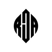 rja cirkel letter logo ontwerp met cirkel en ellipsvorm. rja ellipsletters met typografische stijl. de drie initialen vormen een cirkellogo. rja cirkel embleem abstracte monogram brief mark vector. vector