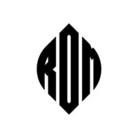 rom cirkel letter logo ontwerp met cirkel en ellipsvorm. rom ellipsletters met typografische stijl. de drie initialen vormen een cirkellogo. rom cirkel embleem abstracte monogram brief mark vector. vector