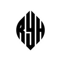 ryh cirkel letter logo-ontwerp met cirkel en ellipsvorm. ryh ellipsletters met typografische stijl. de drie initialen vormen een cirkellogo. ryh cirkel embleem abstracte monogram brief mark vector. vector