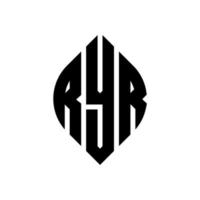 ryr cirkel letter logo-ontwerp met cirkel en ellipsvorm. ryr ellipsletters met typografische stijl. de drie initialen vormen een cirkellogo. ryr cirkel embleem abstracte monogram brief mark vector. vector