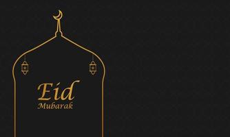 eid mubarak witte banner met hangende lampen decoratie elementen geometrisch patroon achtergrond vector graphics ontwerp premium vector