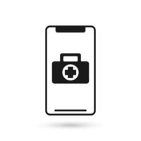 mobiele telefoon plat ontwerp icoon met EHBO-kit teken vector