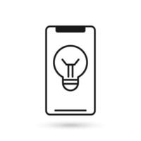 mobiele telefoon plat ontwerp icoon met gloeilamp teken. vector