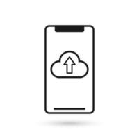 mobiele telefoon plat ontwerp icoon met upload cloud sign vector