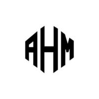 ahm letter logo-ontwerp met veelhoekvorm. ahm veelhoek en kubusvorm logo-ontwerp. ahm zeshoek vector logo sjabloon witte en zwarte kleuren. ahm monogram, business en onroerend goed logo.