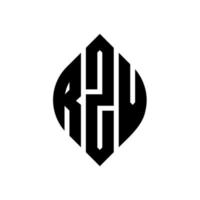 rzv cirkel letter logo ontwerp met cirkel en ellipsvorm. rzv ellipsletters met typografische stijl. de drie initialen vormen een cirkellogo. rzv cirkel embleem abstracte monogram brief mark vector. vector