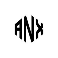 anx letter logo-ontwerp met veelhoekvorm. anx veelhoek en kubusvorm logo-ontwerp. anx zeshoek vector logo sjabloon witte en zwarte kleuren. anx monogram, business en onroerend goed logo.