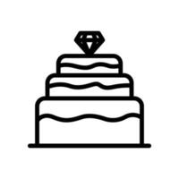 taart icoon met edelsteen. pictogram met betrekking tot bruiloft. lijn pictogramstijl. eenvoudig ontwerp bewerkbaar vector