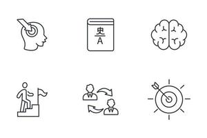 neurolinguïstisch programmeren nlp pictogrammen instellen. neurolinguïstisch programmeren nlp pack symbool vectorelementen voor infographic web vector