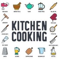 keuken en koken set pictogram symbool sjabloon voor grafisch en webdesign collectie logo vectorillustratie vector