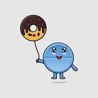 cartoon pil geneeskunde drijvend met donuts ballon vector