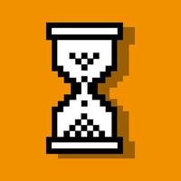 pixel digitale zandloper op oranje achtergrond vector
