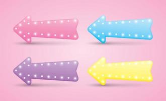 schattige girly zoete pastel kleur gloeilamp pijl teken illustratie vector collectie