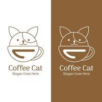 koffie kat logo ontwerp. vector illustratie