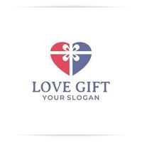 cadeau hart logo ontwerp vector, liefde, lint vector