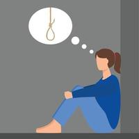 verdrietig en ongelukkig meisje. depressief. depressie bij vrouwen en girls.vector afbeelding. vector