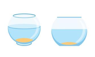 vissenkom aquarium op witte achtergrond. lege vissenkom met water. vectorillustratie. set van twee aquarium vector