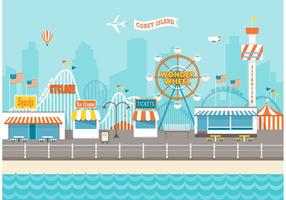 Gratis Coney Island Cityscape Vector