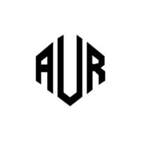 aur letter logo-ontwerp met veelhoekvorm. aur veelhoek en kubusvorm logo-ontwerp. aur zeshoek vector logo sjabloon witte en zwarte kleuren. aur monogram, business en onroerend goed logo.