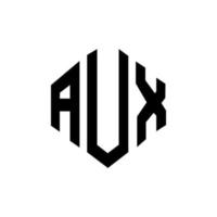 aux letter logo-ontwerp met veelhoekvorm. aux veelhoek en kubusvorm logo-ontwerp. aux zeshoek vector logo sjabloon witte en zwarte kleuren. aux monogram, bedrijfs- en onroerend goed logo.